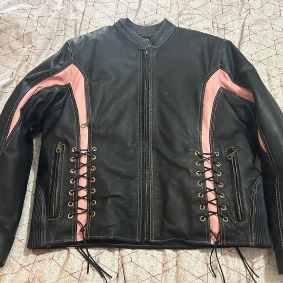 Women’s leather motorcycle jacket - size medium - Picture 1 of 5